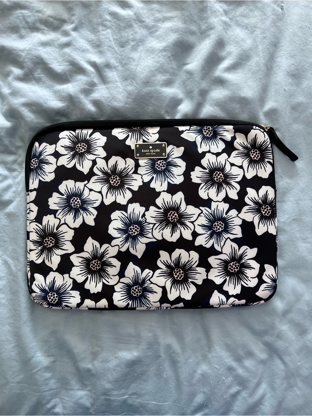 Kate Spade Black and Blue Florals 13 inch Laptop Sleeve